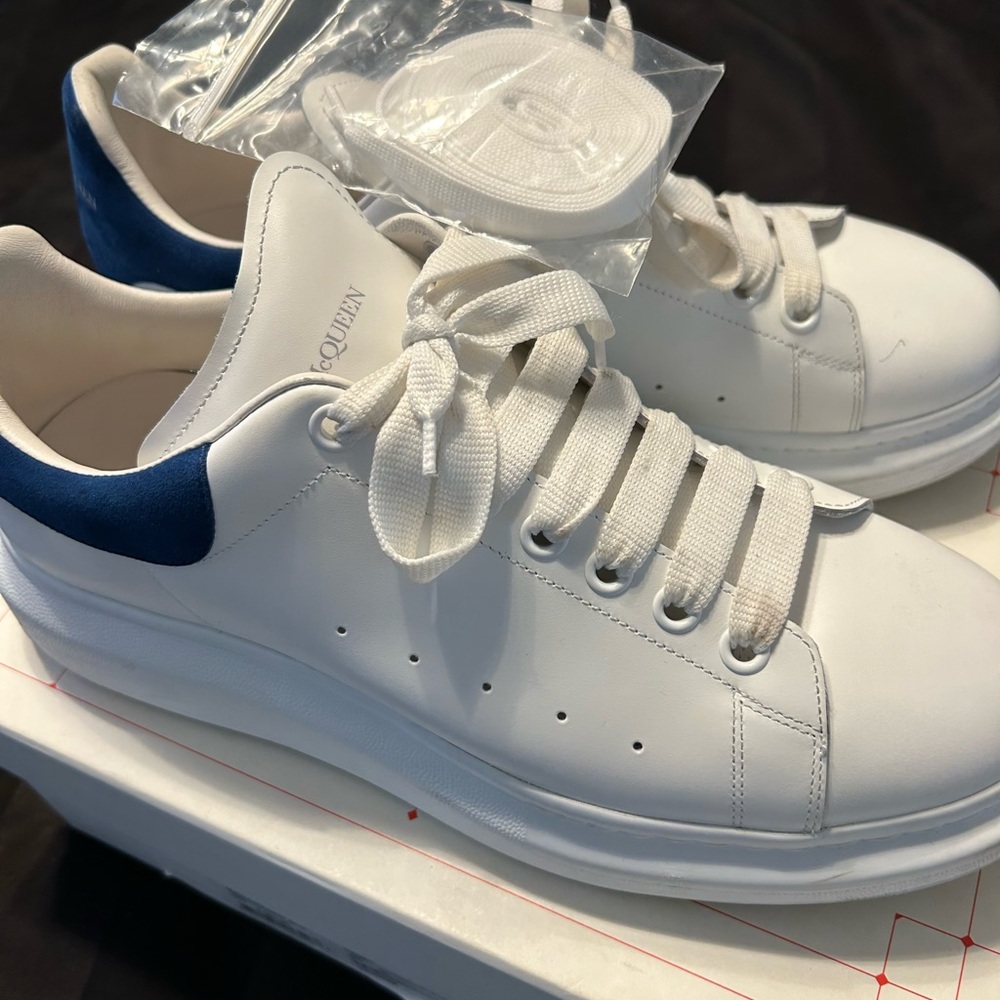Alexander McQueen White and Blue Sneakers